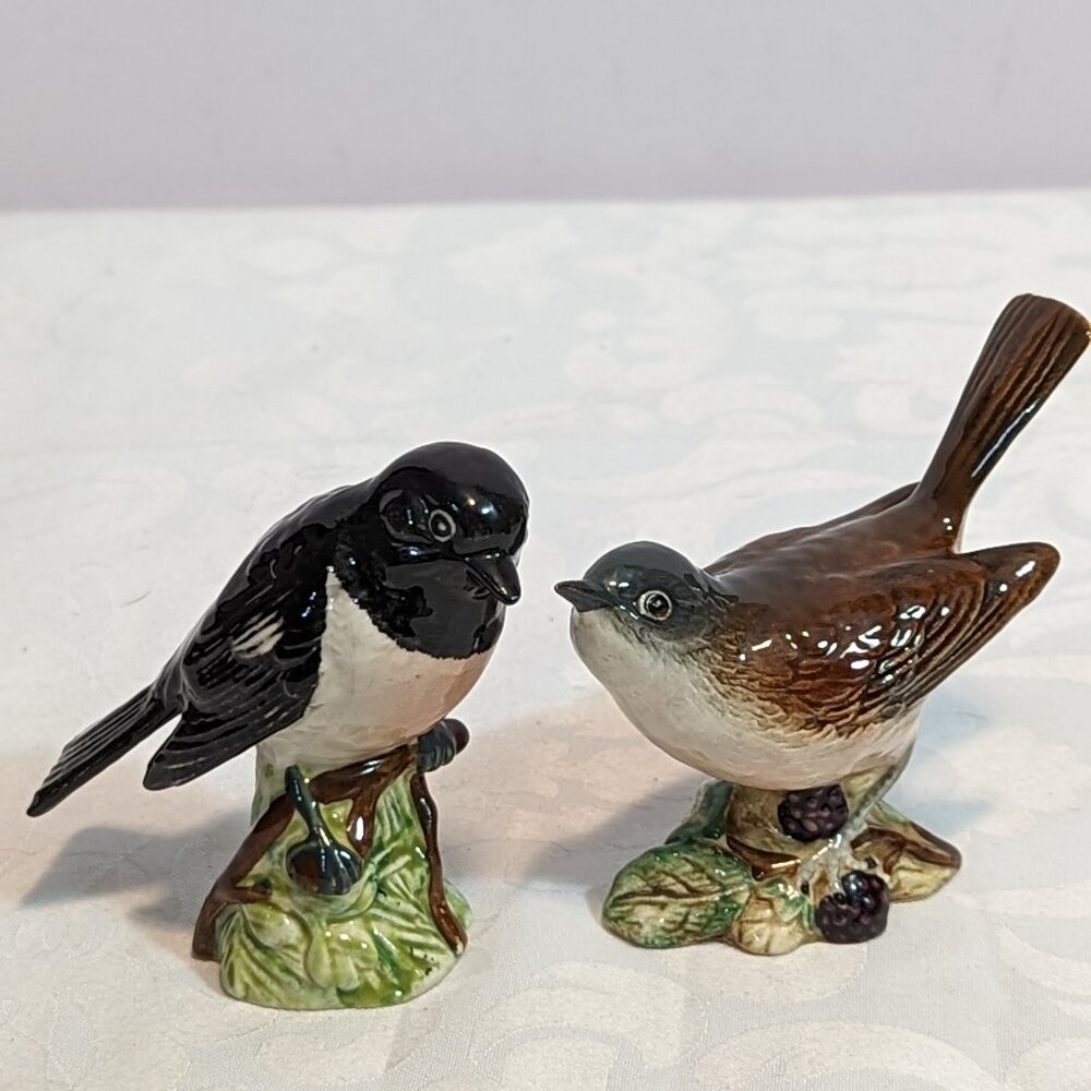 Two Vintage Beswick Birds - Stonechat and Whitethroat